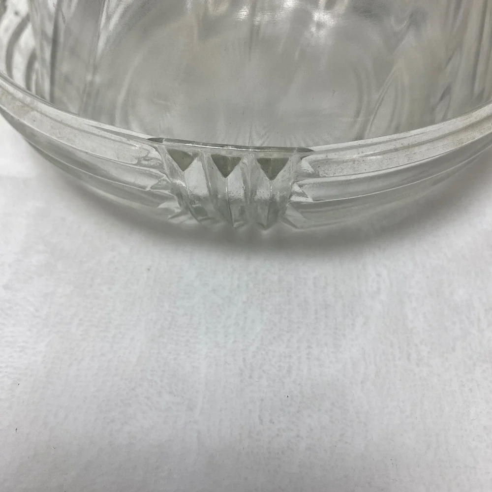 VTG Clear Glass Round Covered Candy Dish with Handles Sunburst‎ Pattern Lid